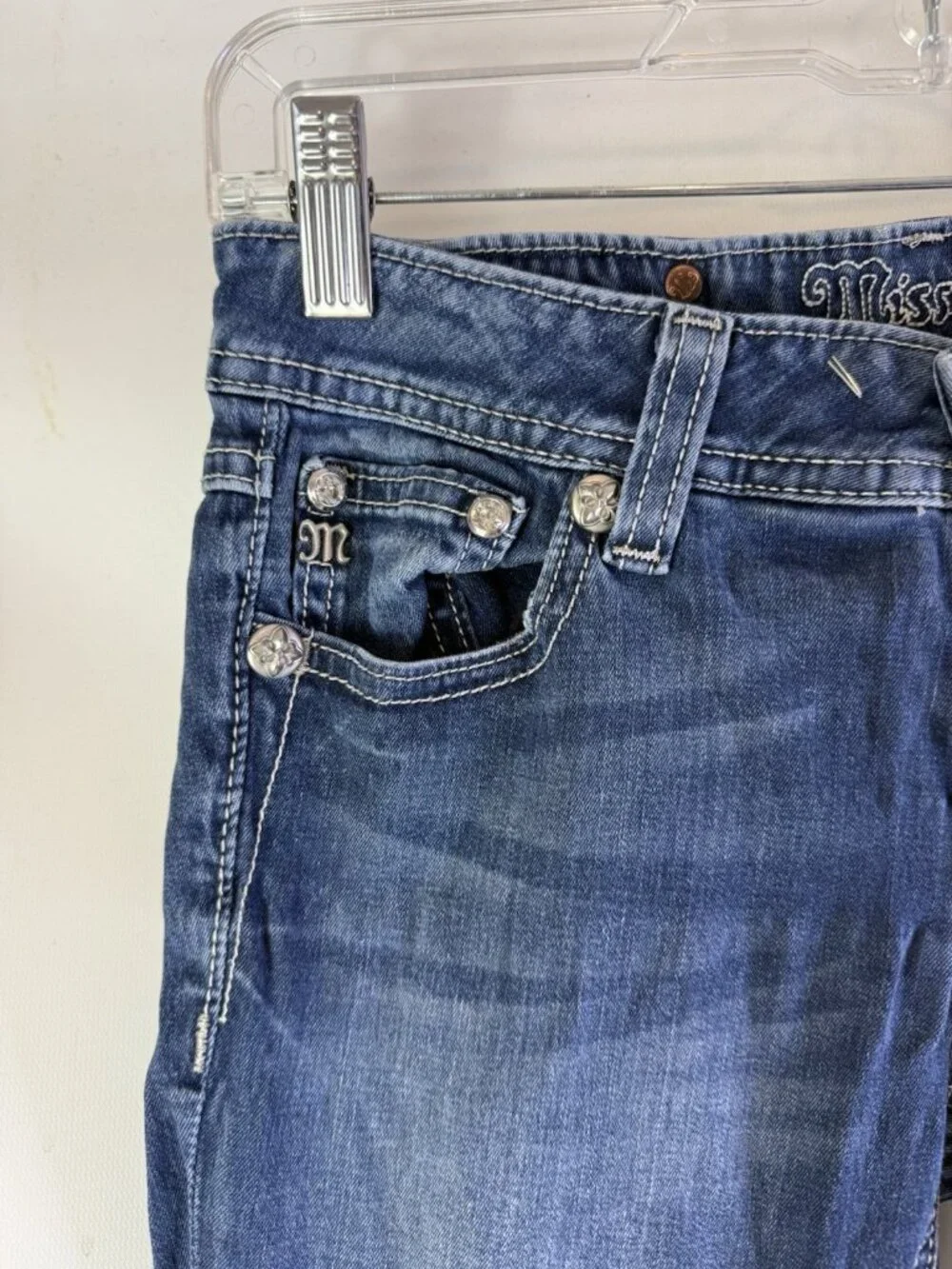 Y2K Miss Me Jeans Thick Stitched Skinny Bling Bedazzled